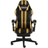 vidaXL racing stol z oporo za noge črno in zlato umetno usnje | Shoptok.si