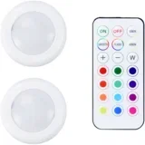 Remote Controlled 16-color RGBW Puck Lights - 2 Stk