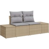  7-delni vrtni kavč set s blazinami Bež poli ratan, (22092465) | Shoptok.si