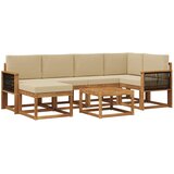 vidaXL Zunanja garnitura za sedenje z blazino 7 pcs Naravna in bež, (5000282153) | Shoptok.si