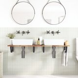  Zidna polica za umivaonik od čelika i masivnog bagremovog drva Smeđa 120 x 40 x 2 cm | shoptok.hr