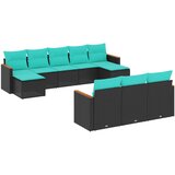 vidaXL Vrtni set od 10 dijelova s jastucima crni poliratan - Crna Bez stola 1 | shoptok.hr