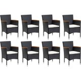  9-dijelni vrtni blagovaonski set od poliratana s jastucima crni Crna Dužina stola 190 cm | shoptok.hr