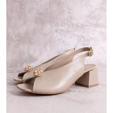 Karino Beige leather block-heeled sandals | Shoptok.si