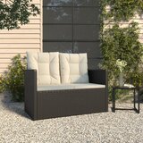 The Living Store Vrtna klop z blazinami črna 105 cm poli ratan - Vrtna Klop, (21475429) Cene