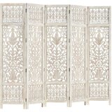 vidaXL sobna pregrada s 5 panela bijela 200x165 cm masivno drvo manga | shoptok.hr