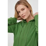 United Colors Of Benetton Bombažen pulover ženska, zelena barva, s kapuco