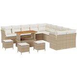 vidaXL 14-dijelni vrtni sofa set s jastučićima bež poly ratan akacija, 4-dijelni vrtni blagovaonski set s jastučićima bež poly ratan akacija Cijene