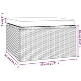  Vrtni tabure s jastukom sivi 55 x 55 x 30 cm od poliratana | shoptok.hr