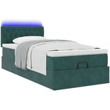 vidaXL Otomanski posteljni okvir z vzmetnico zelen 100x200 cm žamet | Shoptok.si