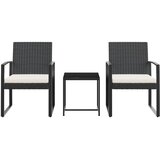  3-dijelni vrtni blagovaonski set s jastucima crni od PP ratana | shoptok.hr