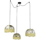 QAZQA Hanglamp zwart met blad kap en witte binnenkant 31,5 3-lichts - Cava | Shoptok.si