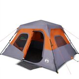  The Living Store Šotor za kampiranje za 6 oseb siv in oranžen vodoodporen - Šotor Za Kampiranje, (21486886) | Shoptok.si