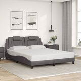 Maison Chic Posteljni okvir - Dvoposteljna postelja - Zakonska postelja z vzglavjem siv 160x200 cm umetno usnje-J6051, (21763609) | Shoptok.si