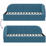 VidaXL Kotna postelja z vzglavjem Modra 90 cm x 190 cm blago Slike