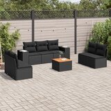 Maison Chic Seti vrtnega pohištva - Vrtna garnitura - Vrtni pohištvo set 8-delna z blazinami črn poli ratan, (21799103) | Shoptok.si