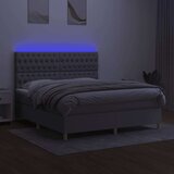  Box spring postelja z vzmetnico LED sv. siva 160x200 cm blago, (20789661) | Shoptok.si