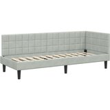 vidaXL Kotna postelja z vzglavjem Svetlo siva 80 x 200 cm Žamet | Shoptok.si