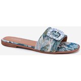 Boto Flat Women's Slippers With Decorative Buckle Blue Clariola | ePonuda.com