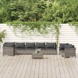 Maison Chic Seti vrtnega pohištva - Vrtna garnitura - Vrtni pohištvo set 9-delna z blazinami siv poli ratan, (21798127) | Shoptok.si