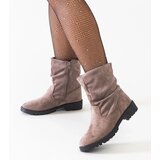  Brown gathered ankle boots made of eco-suede Hinda Cijene