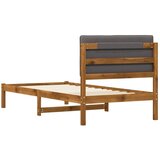  Krevetni okvir s tapiciranim uzglavljem Prirodna i svjetlosiva - Prirodna i svjetlosiva 90 x 190 cm | shoptok.hr