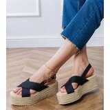  Black platform espadrille sandals with straps Olisa | ePonuda.com