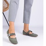 D/CEO marka niezdefiniowana Green ballet flats adorned with a crystal buckle Demetra | Shoptok.si