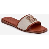 Boto Elegant Women's Slippers With Decoration On Flat Heel Camel Lovehia | shoptok.hr