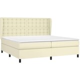 Krevet s oprugama i madracem krem 200x200 cm od umjetne kože | shoptok.hr