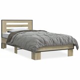 vidaXL Posteljni okvir sonoma hrast 90x190 cm inženirski les in kovina Cene