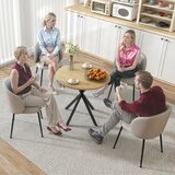  Okrugli kuhinjski stol 80 cm kompaktna ploča iverica metal bijeli hrast + crna | shoptok.hr