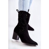 Kesi Women's Suede Boots With Cowboy Boots Black Ariane Cene
