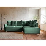 Miuform zelena raztegljiva kotna sedežna garnitura iz rebrastega žameta (desni kot) lazy lukka – | Shoptok.si