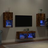 4-dijelni zidni TV ormarići s LED svjetlima boja hrasta | shoptok.hr