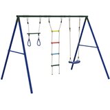 vidaXL Vanjski set s ljuljačkom trapezom i ljestvama Plava 1 Sjedalo ljuljačke + trapez + ljestve | shoptok.hr