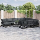 vidaXL Vrtna sedežna garnitura 12 pcs Črna 71.5 x 71.5 x 71 cm Kovina | Shoptok.si
