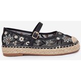 Boto Mesh Espadrilles With Embroidery On Platform Black Laxisa | shoptok.hr