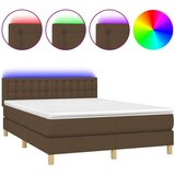  Box spring postelja z vzmetnico LED temno rjava 140x1 | Shoptok.si