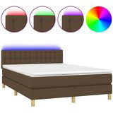  Krevet box spring s madracem LED tamnosmeđi 140x190 cm tkanina | shoptok.hr