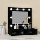 Ormarić s ogledalom i LED svjetlima crni 60 x 31,5 x 62 cm | Eponuda.com