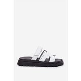 Zazoo Lacquered Women's Sandals Made Of Natural Leather On Platform White 40440 | shoptok.hr