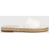 Tommy Hilfiger Natikači ECRU DENIM FLAT SANDAL ženski, bela barva, FW0FW07103