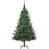 vidaXL Umjetna predsvetljena božićna jelka s kompletom kroglica Zelena | Shoptok.si