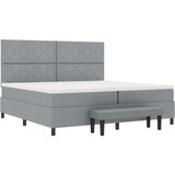 vidaXL Box Spring krevet s madracem i klupom svjetlosiva 200x200 cm tkanina | shoptok.hr