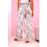 Kesi Włoski Women's wide-leg trousers with floral print dark mint | Shoptok.si