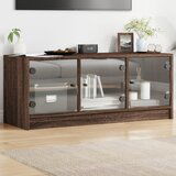 Maison Chic TV omarica - TV stojalo - Televizijska omarica s steklenimi vrati rjavi hrast 102x37x42 cm, (21701936) | Shoptok.si