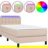  Krevet box spring madrac LED cappuccino 90x190cm umjetna koža | shoptok.hr