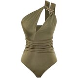 Trendyol X Zeynep Tosun Khaki Window Detailed Knitted Snake Accessory Bodysuit | shoptok.hr
