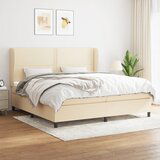 The Living Store Box spring postelja z vzmetnico krem 200x200 cm blago - Box Spring Postelja, (21513485) | Shoptok.si